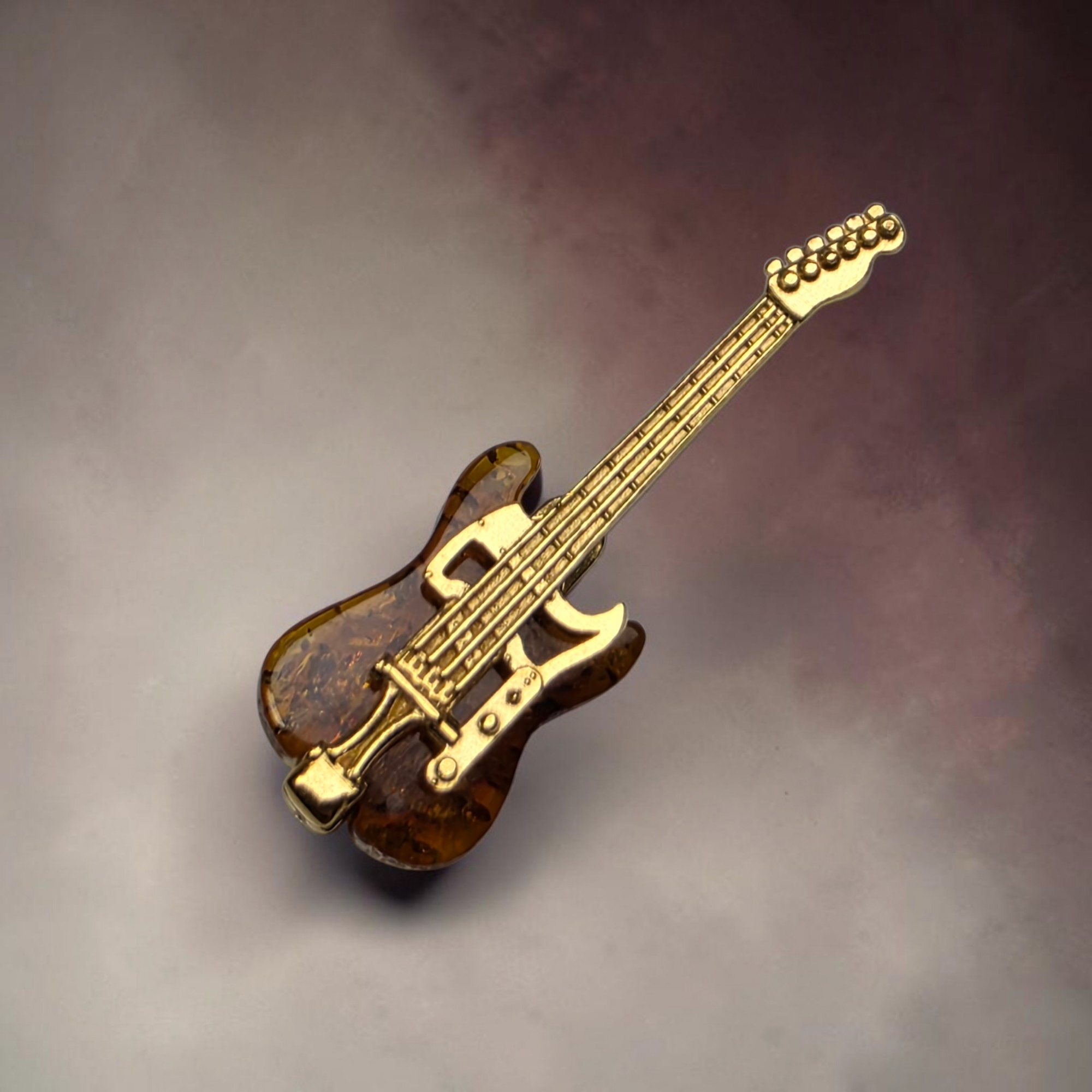 Rock-Guitar-Gold-Pendant-Necklace-Charm-Baltic-Amber-Musician-Gifts-Jewellery-Women-Men Baltic Amber Guitar Pendant Gold Necklace, Musician Gift, Guitar Player Jewellery, Rock Music Gifts