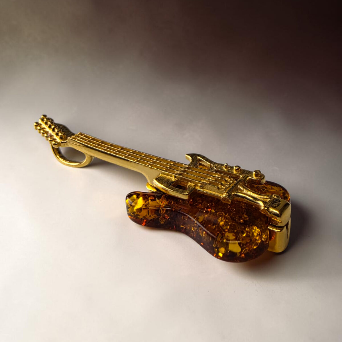 Amber Guitar Gold Pendant - Image 5