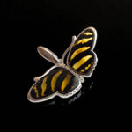 Carved Amber Zebra Butterfly Silver Pendant - Image 4
