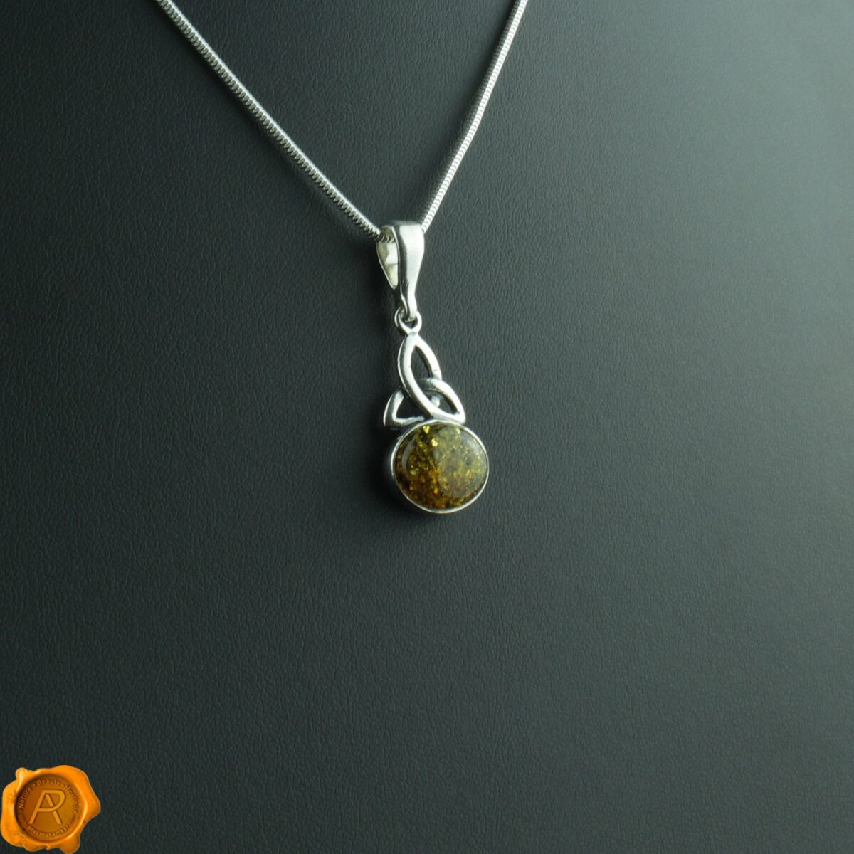 Celtic Green Amber Pendant - Image 1