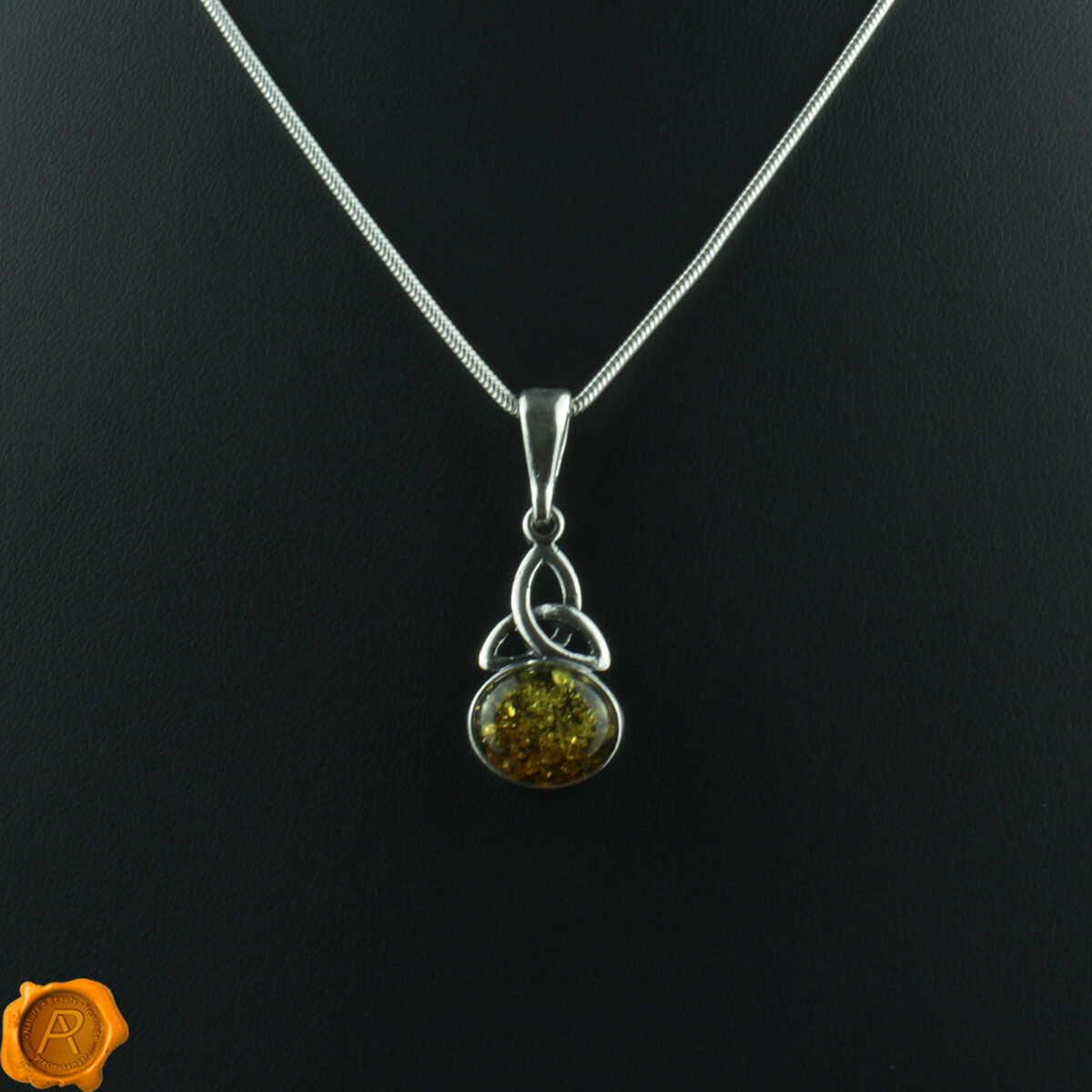 Celtic Green Amber Pendant - Image 3
