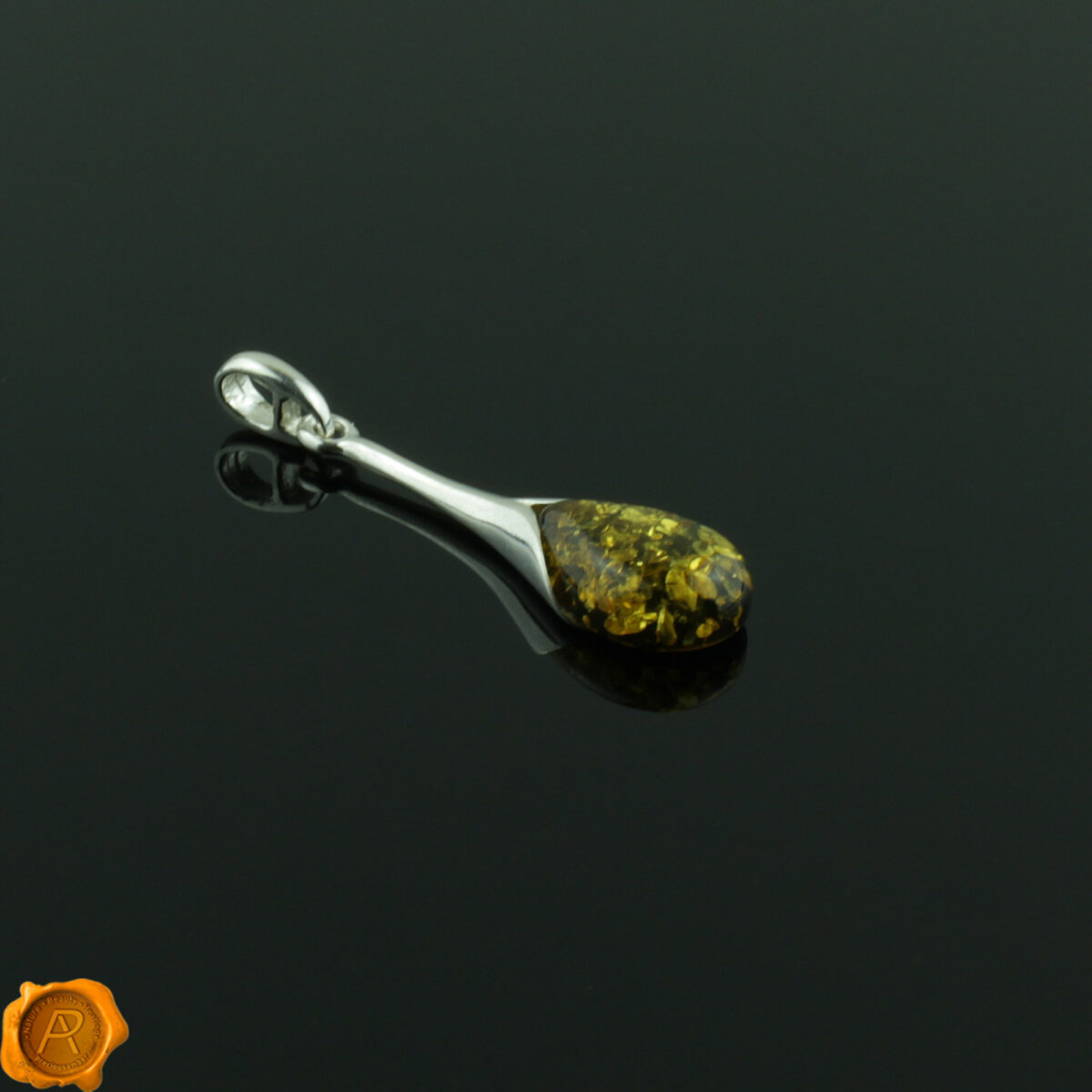 Green Amber Teardrop Pendant Green Amber Teardrop - Image 2