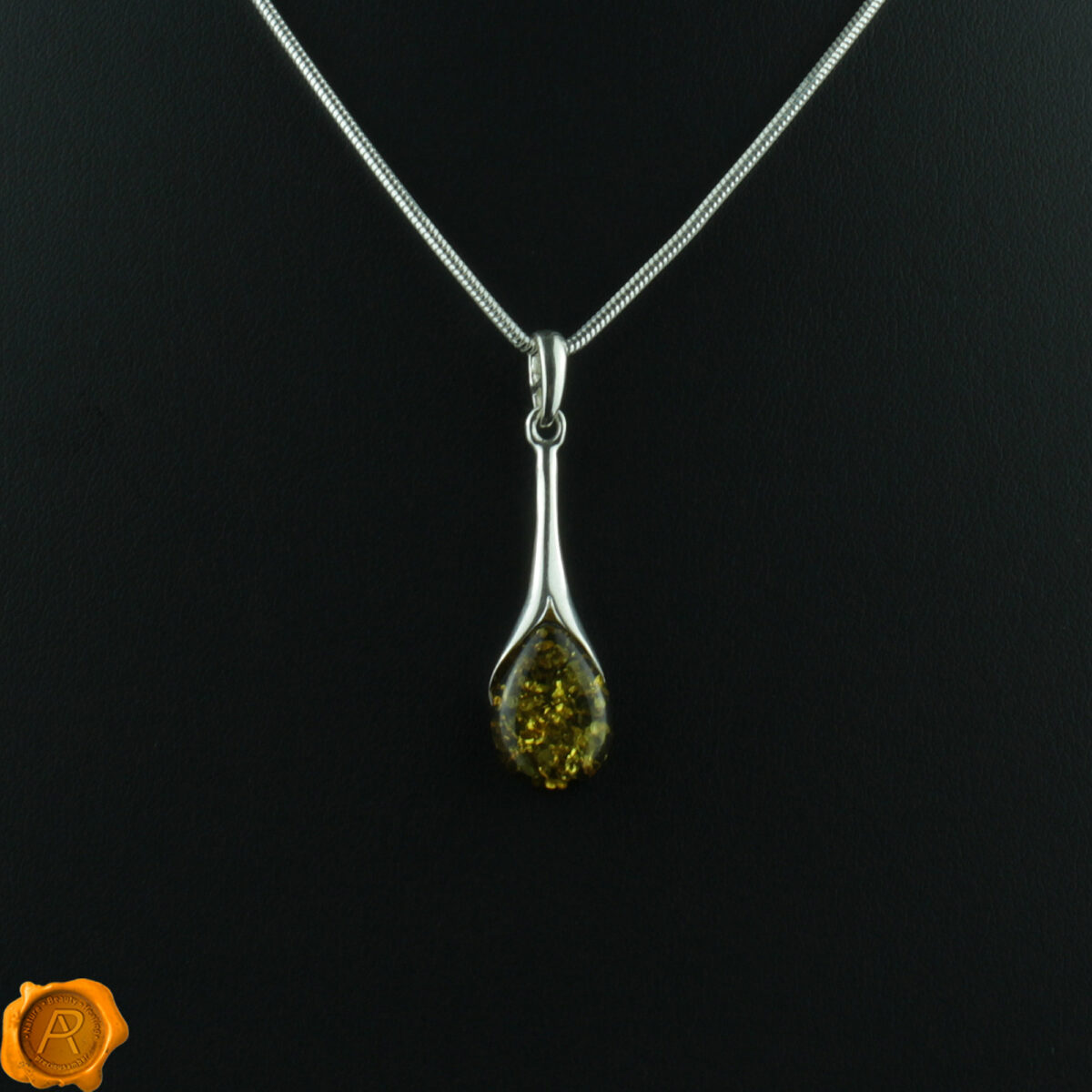 Green Amber Teardrop Pendant Green Amber Teardrop - Image 3
