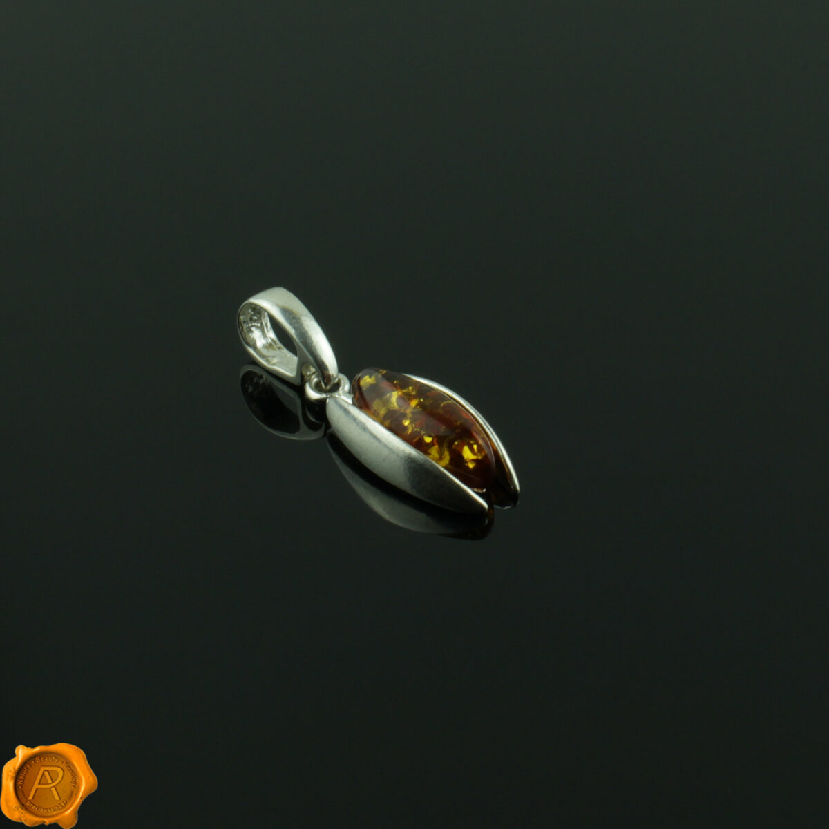 Cognac Amber Silver Pendant - Image 2