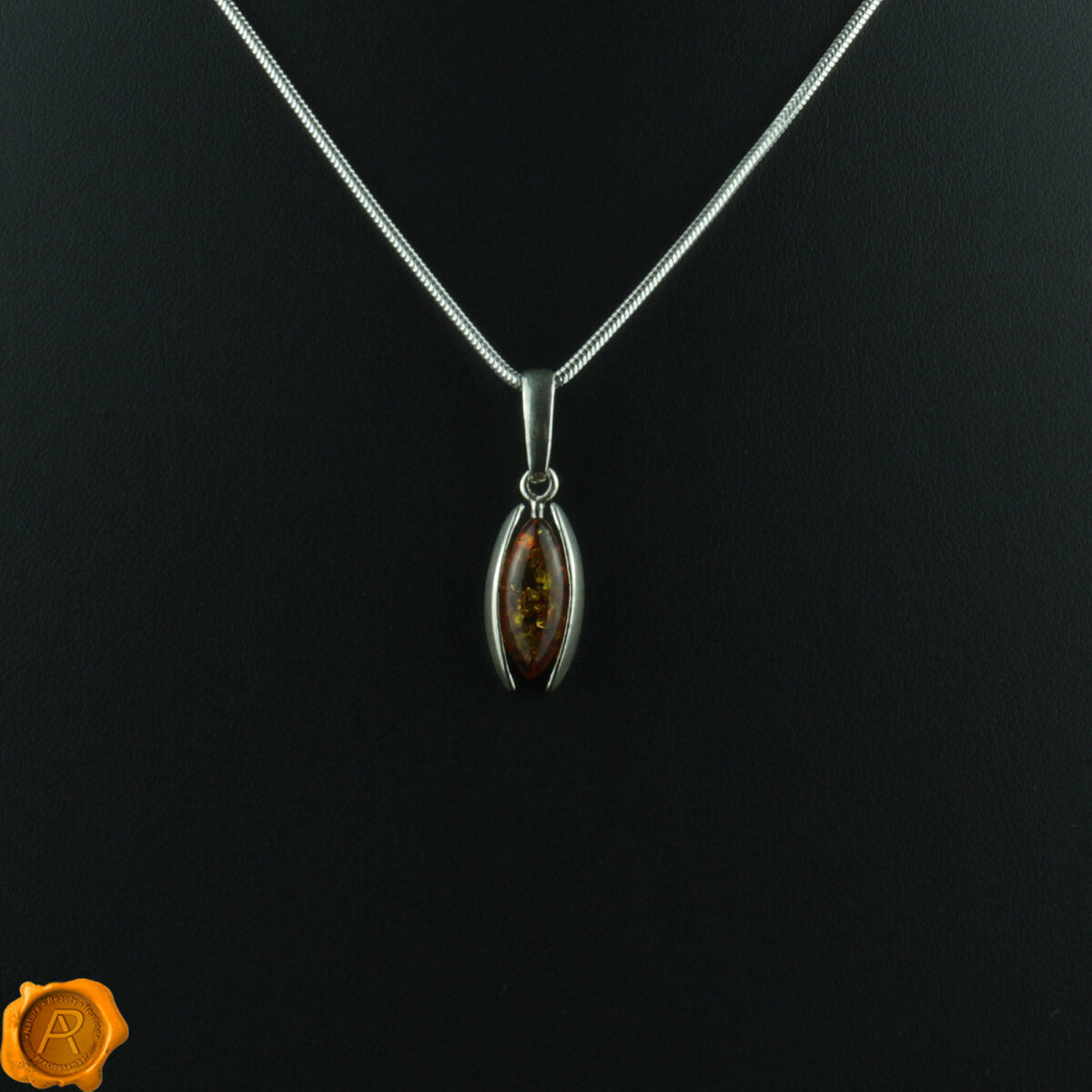 Cognac Amber Silver Pendant - Image 3