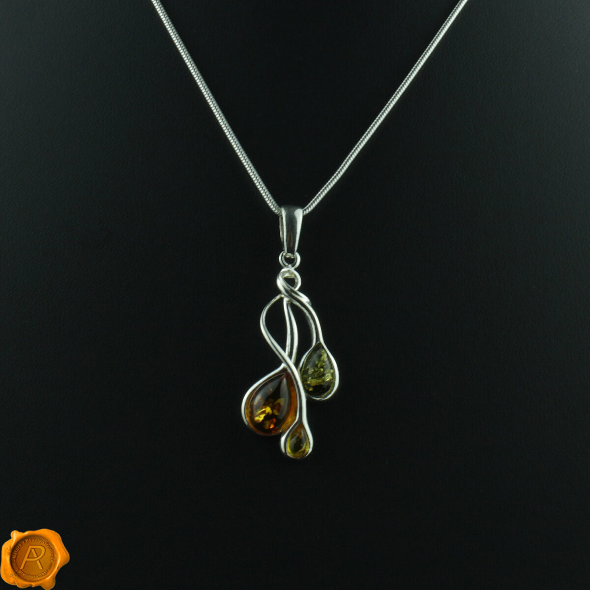 Multicoloured Amber Teardrop Pendant Multi Teardrop Amber Pendant - Image 5