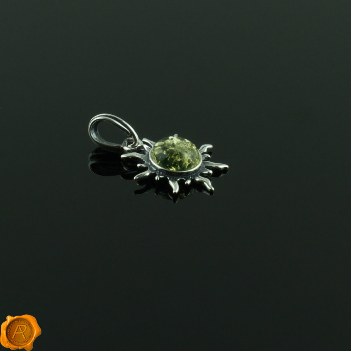 Green Amber Sun Pendant - Image 2
