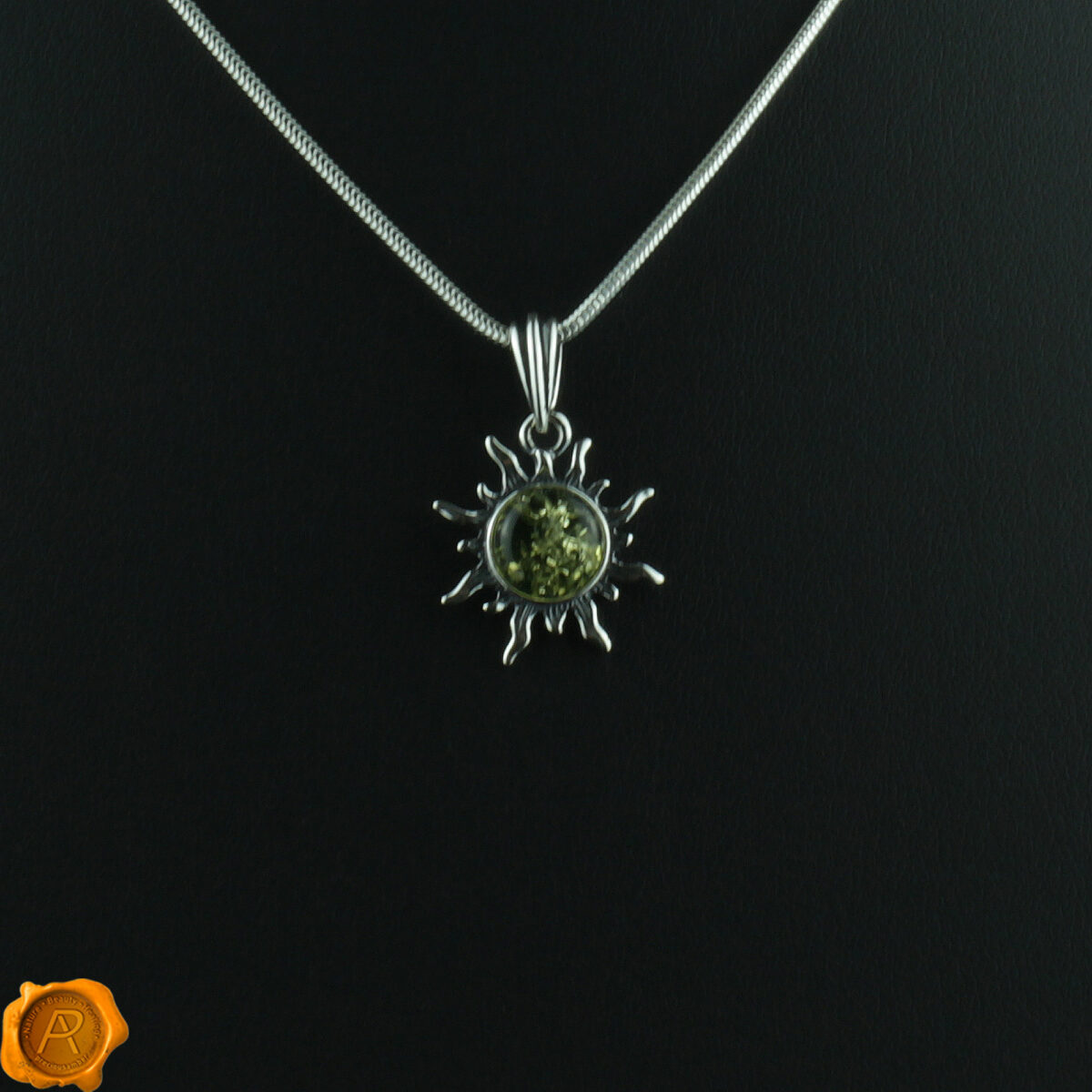 Green Amber Sun Pendant - Image 4