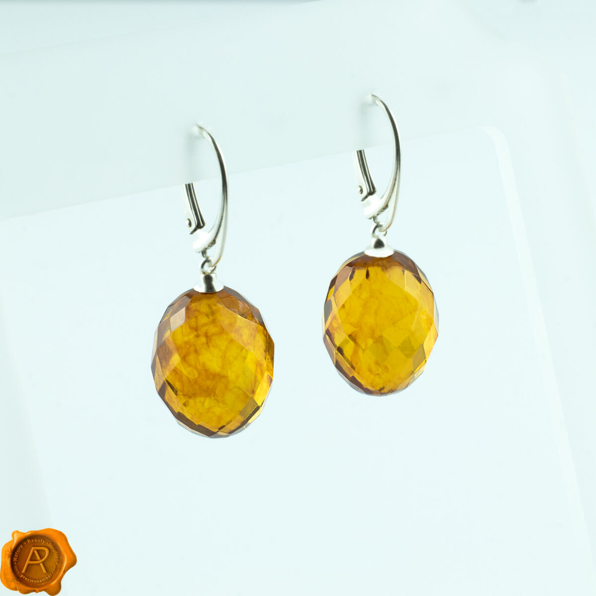 Faceted Amber Olives - Image 1