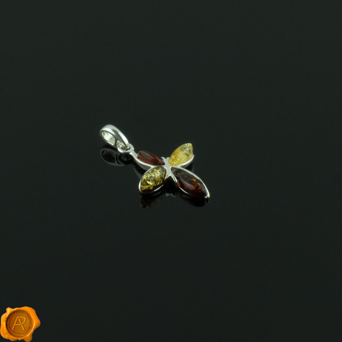 Dainty Multicolor Amber Cross - Image 2
