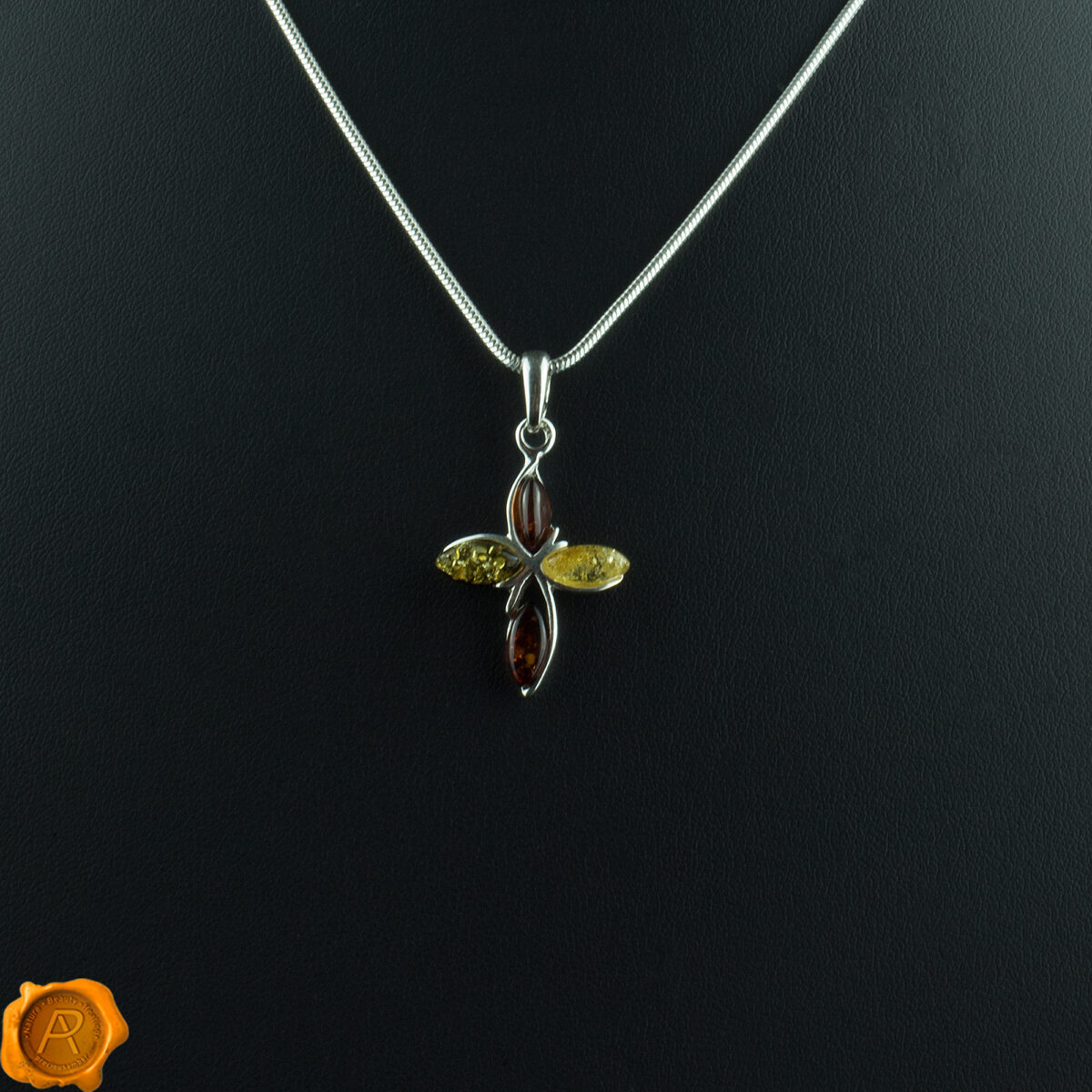 Dainty Multicolor Amber Cross - Image 3