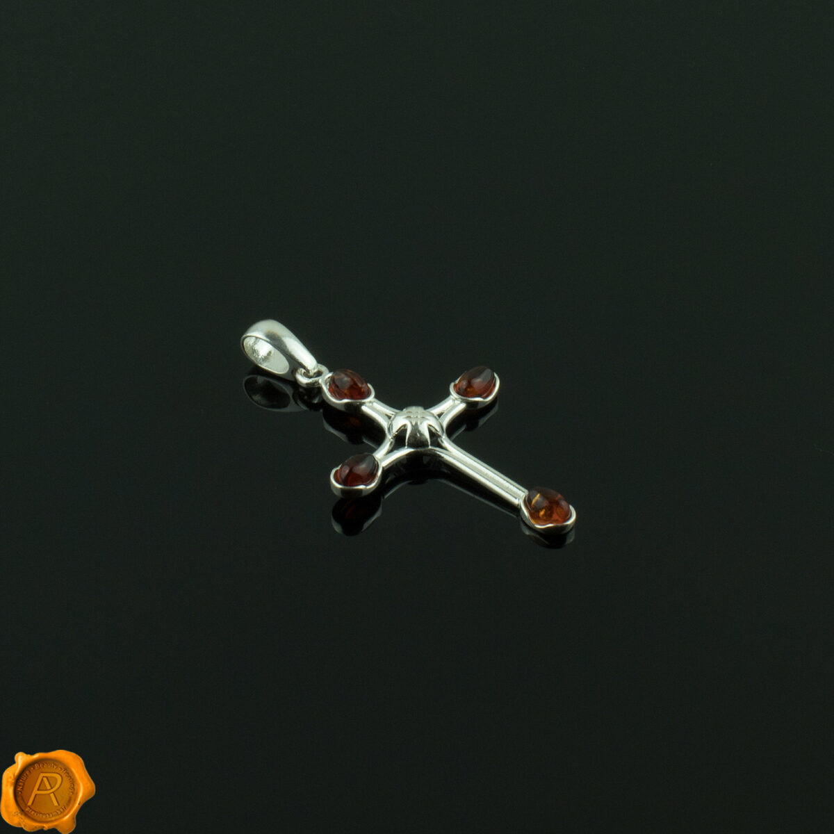 Cognac Amber Cross Pendant - Image 2