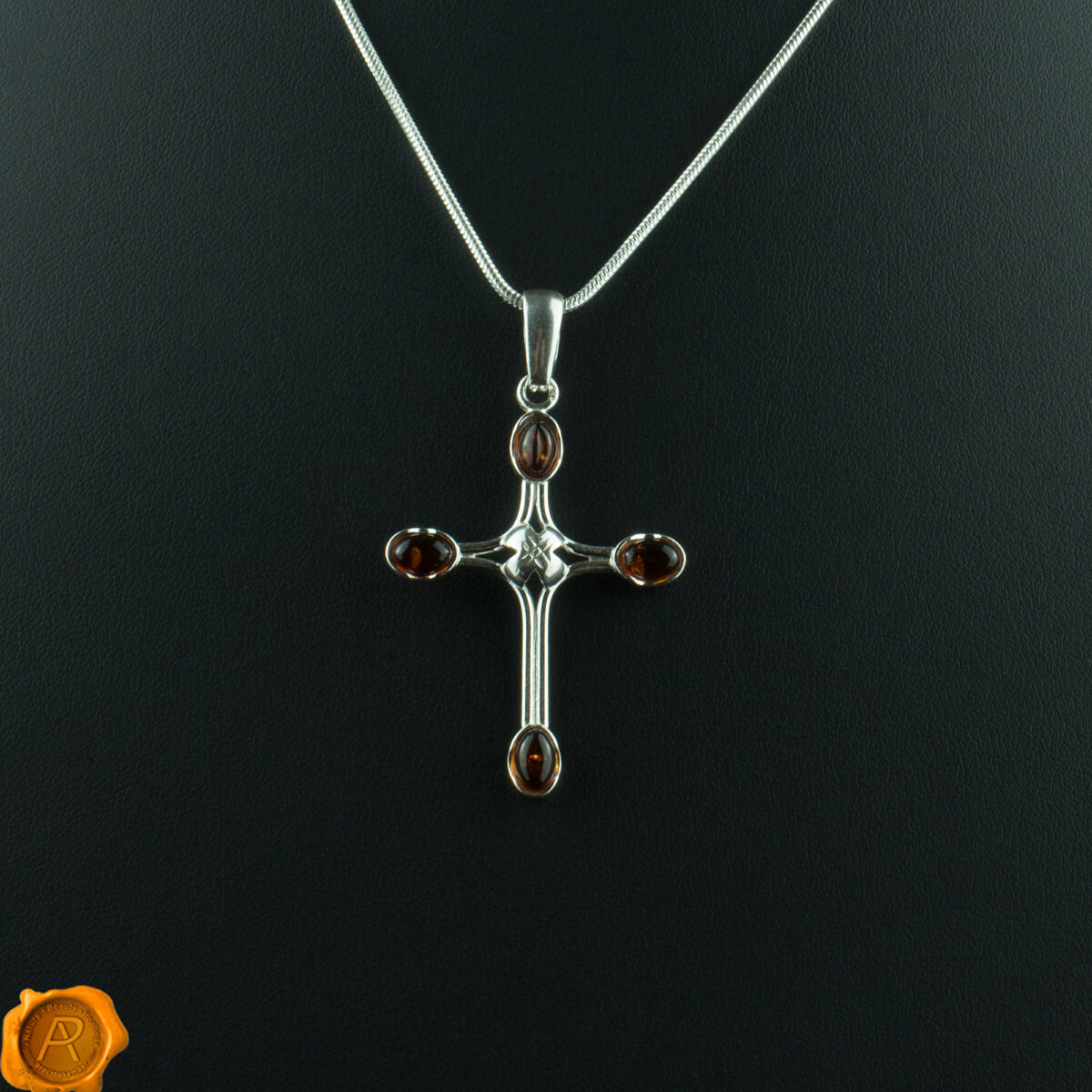 Cognac Amber Cross Pendant - Image 3
