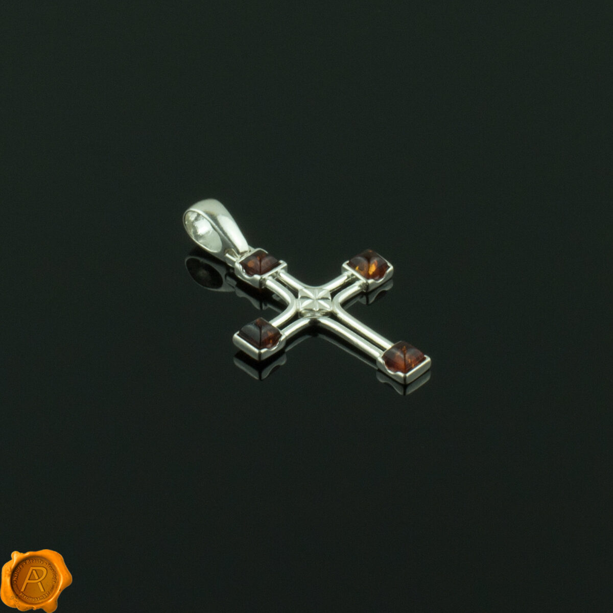 Cognac Amber Cross Pendant - Image 2