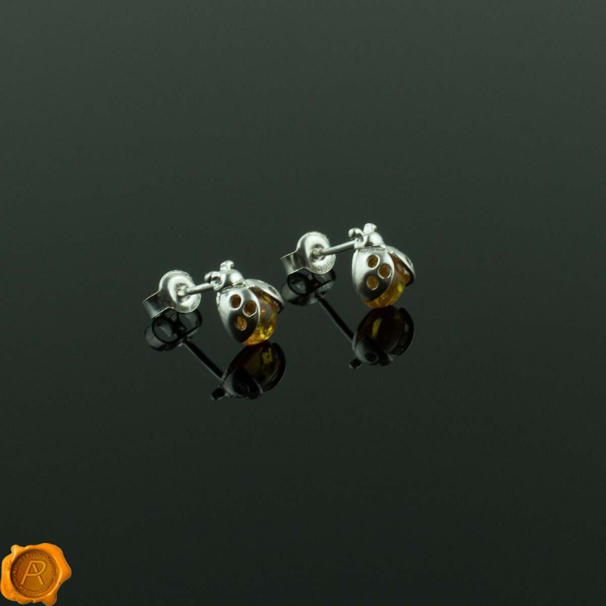 Ladybird Cognac Amber Studs - Image 2