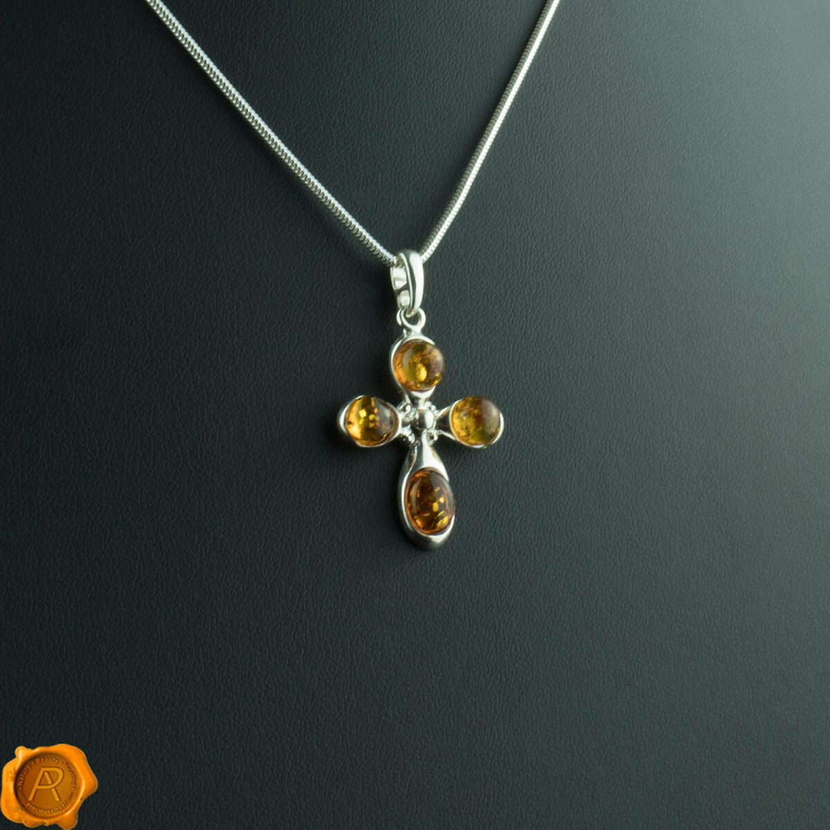 Cognac Amber Cross Pendant - Image 1