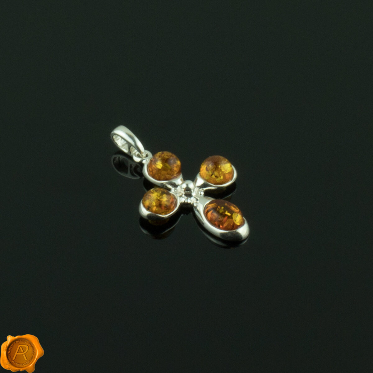 Cognac Amber Cross Pendant - Image 2