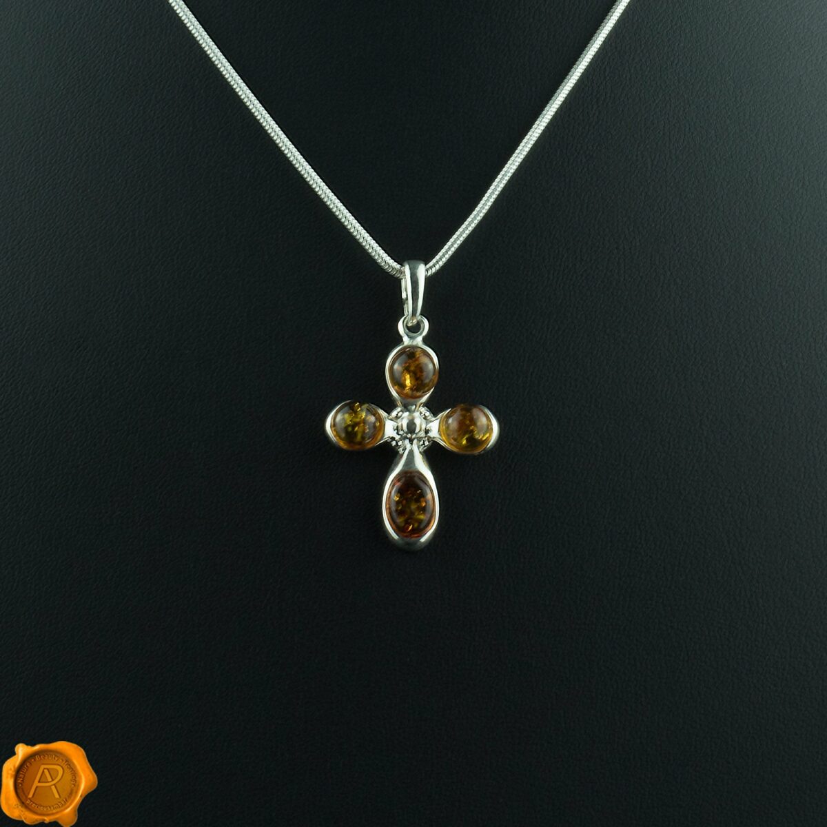 Cognac Amber Cross Pendant - Image 3