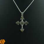 Green Amber Silver Cross Pendant - Image 3