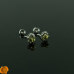 Green Amber Stud Earrings - Image 3