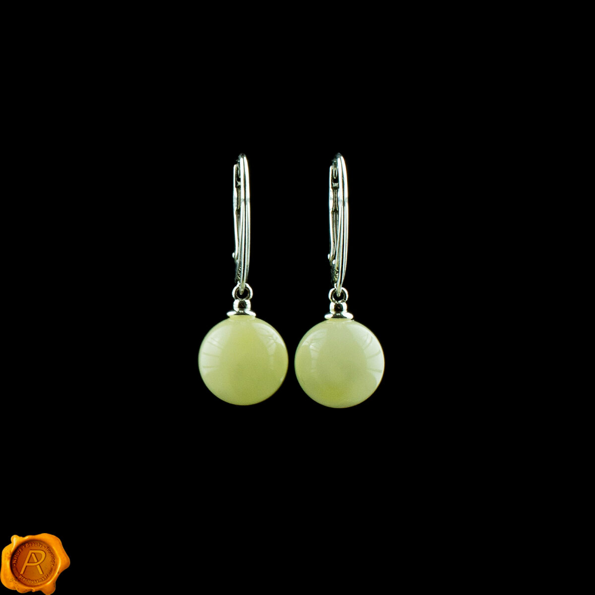 White Amber Earrings - Image 2