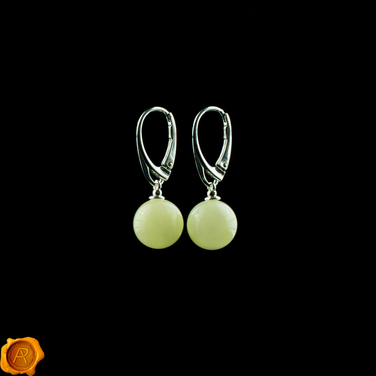 White Amber Earrings - Image 4