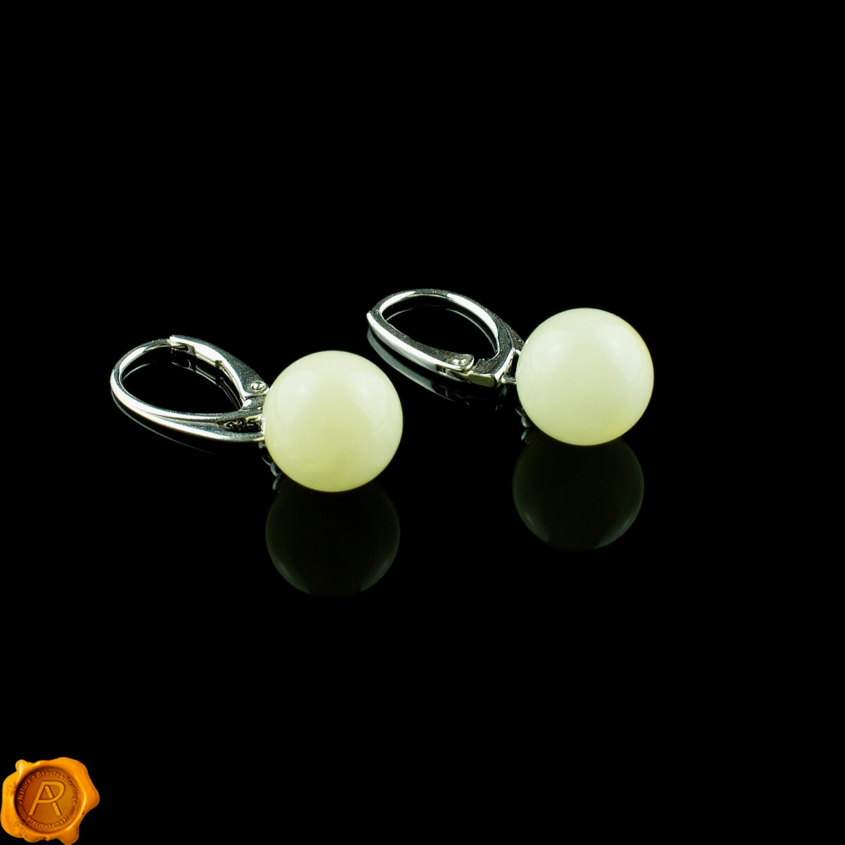 White Amber Earrings - Image 3