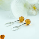 Faceted Amber Silver Earrings - Image 2