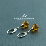 Faceted Amber Silver Earrings