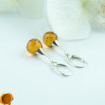 Faceted Amber Silver Earrings - Image 5