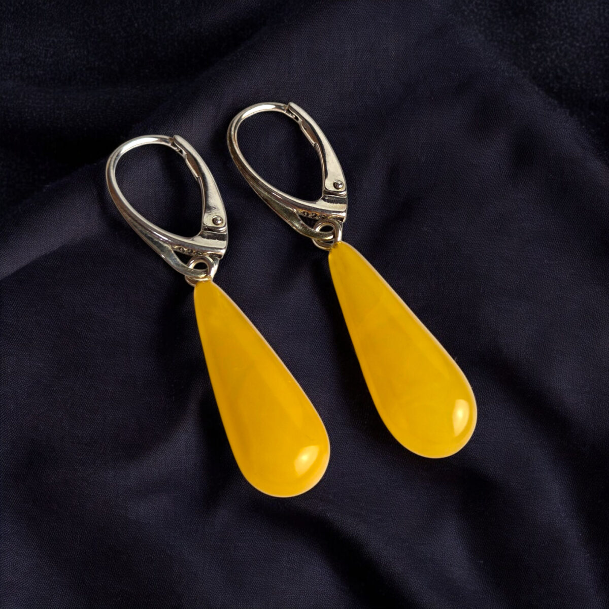 Classic Butterscotch Baltic Amber Earrings Silver Large Gemstone Teardrop Small Natural Real Amber Drop Everyday Jewelry Earrings Gift Women