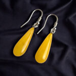 Classic Butterscotch Baltic Amber Earrings Silver Large Gemstone Teardrop Small Natural Real Amber Drop Everyday Jewelry Earrings Gift Women