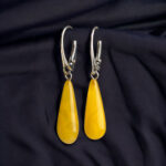 Butterscotch Amber Long Teardrop Earrings - Image 3