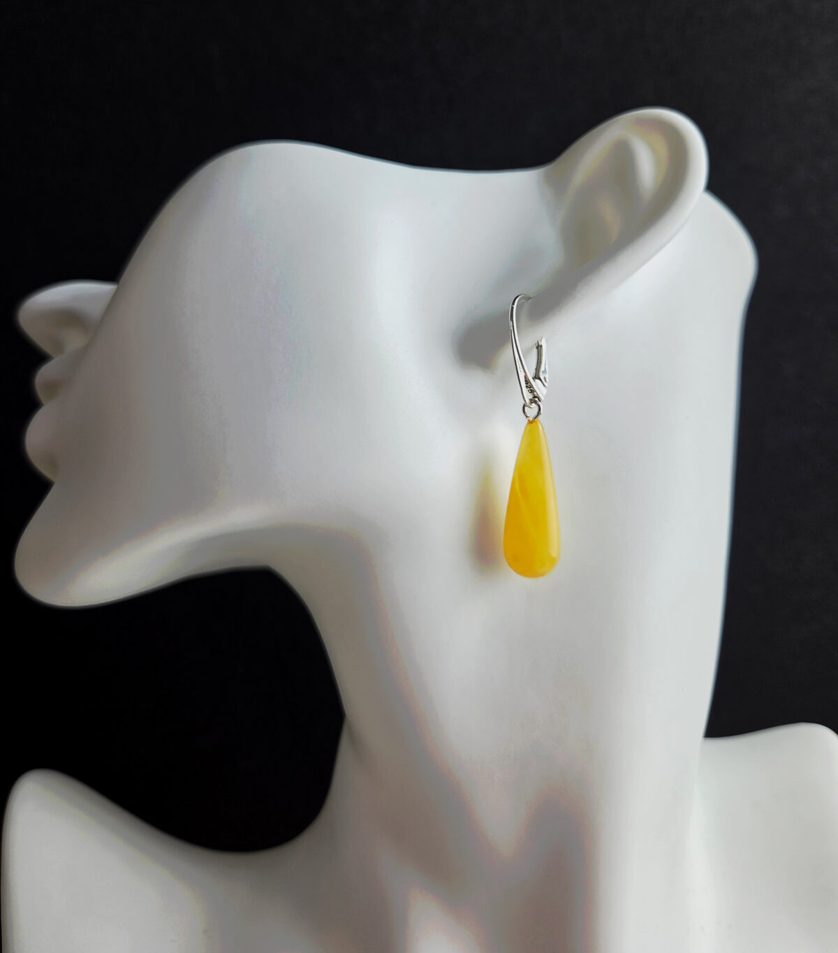 Classic Butterscotch Baltic Amber Earrings Silver Large Gemstone Teardrop Small Natural Real Amber Drop Everyday Jewelry Earrings Gift Women