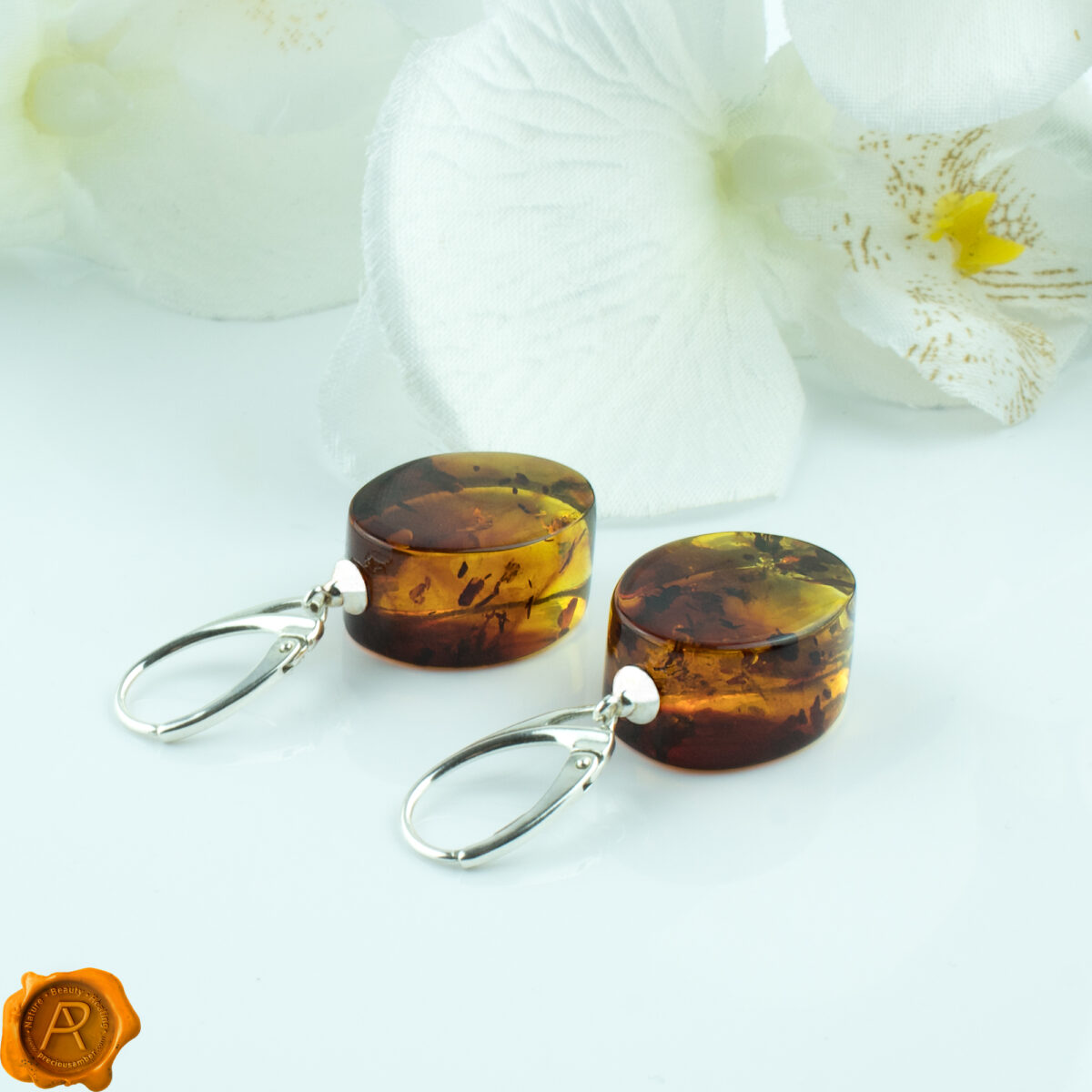 Gradient Amber Oval Earrings - Image 2