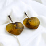 Carved Amber Heart Earrings - Image 4