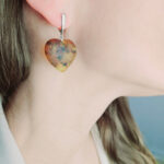 Natural Baltic Amber Heart Earrings Large Teardrop Silver, Chunky Drop Gemstone Heart Gift, Real Honey Amber Jewellery Gift Women