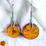Flat Honey Amber Silver Earrings - Image 6