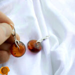 Flat Honey Amber Silver Earrings - Image 7