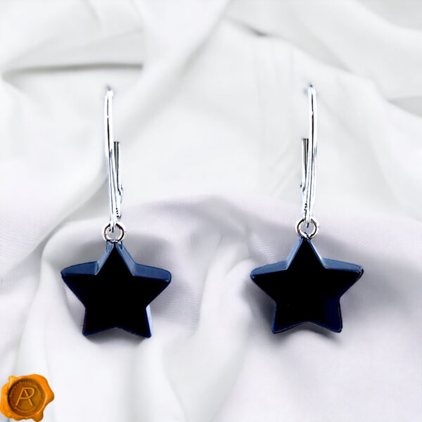 Black Cherry Amber Star Teardrop Drop Earrings Silver, Red Natural Baltic Amber Earrings, Gemstone Jewelry Gift Women