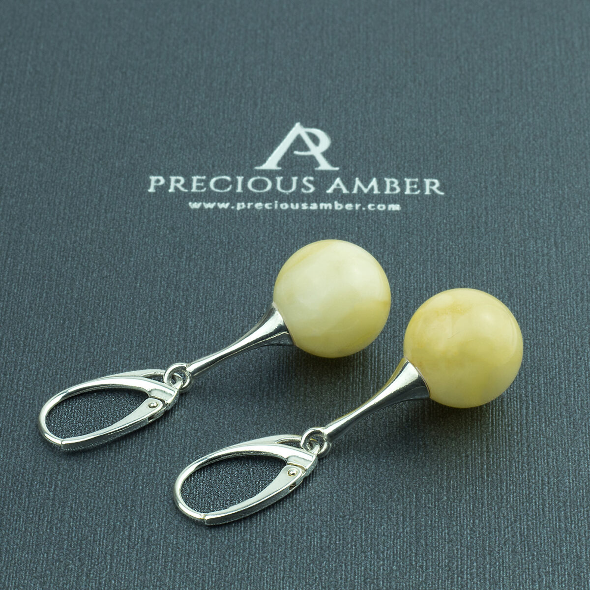 White Amber Earrings - Image 1