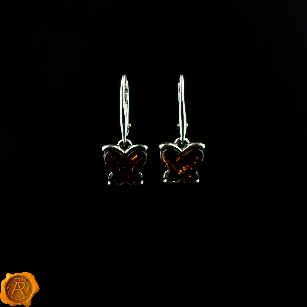 cognac-amber-butterfly-gemstone-earrings-for-women-uk-ireland Amber Butterfly Earrings - Image 1