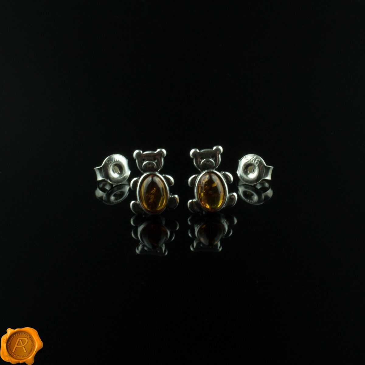 Cognac Amber Teddy Earrings Teddy Cognac Amber Studs - Image 3