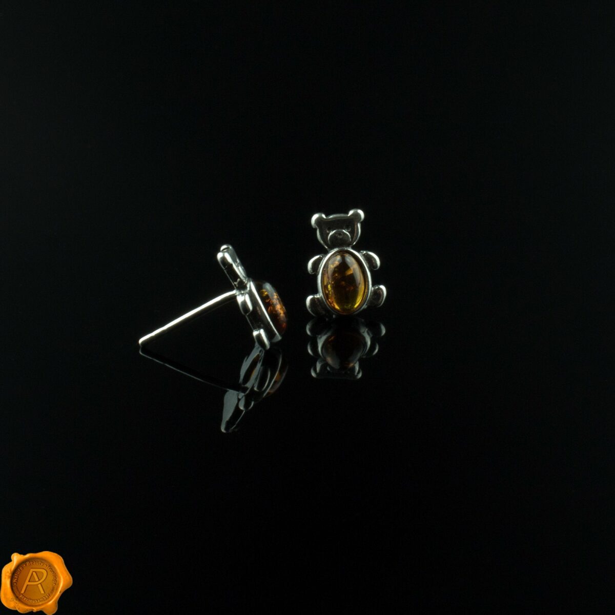 Cognac Amber Teddy Earrings Teddy Cognac Amber Studs - Image 4