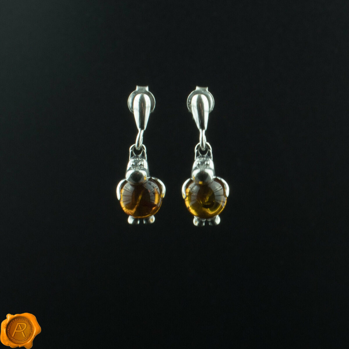 Hippopotamus Amber Earrings - Image 1