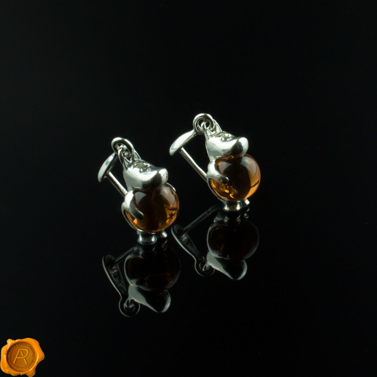 Hippopotamus Amber Earrings - Image 2