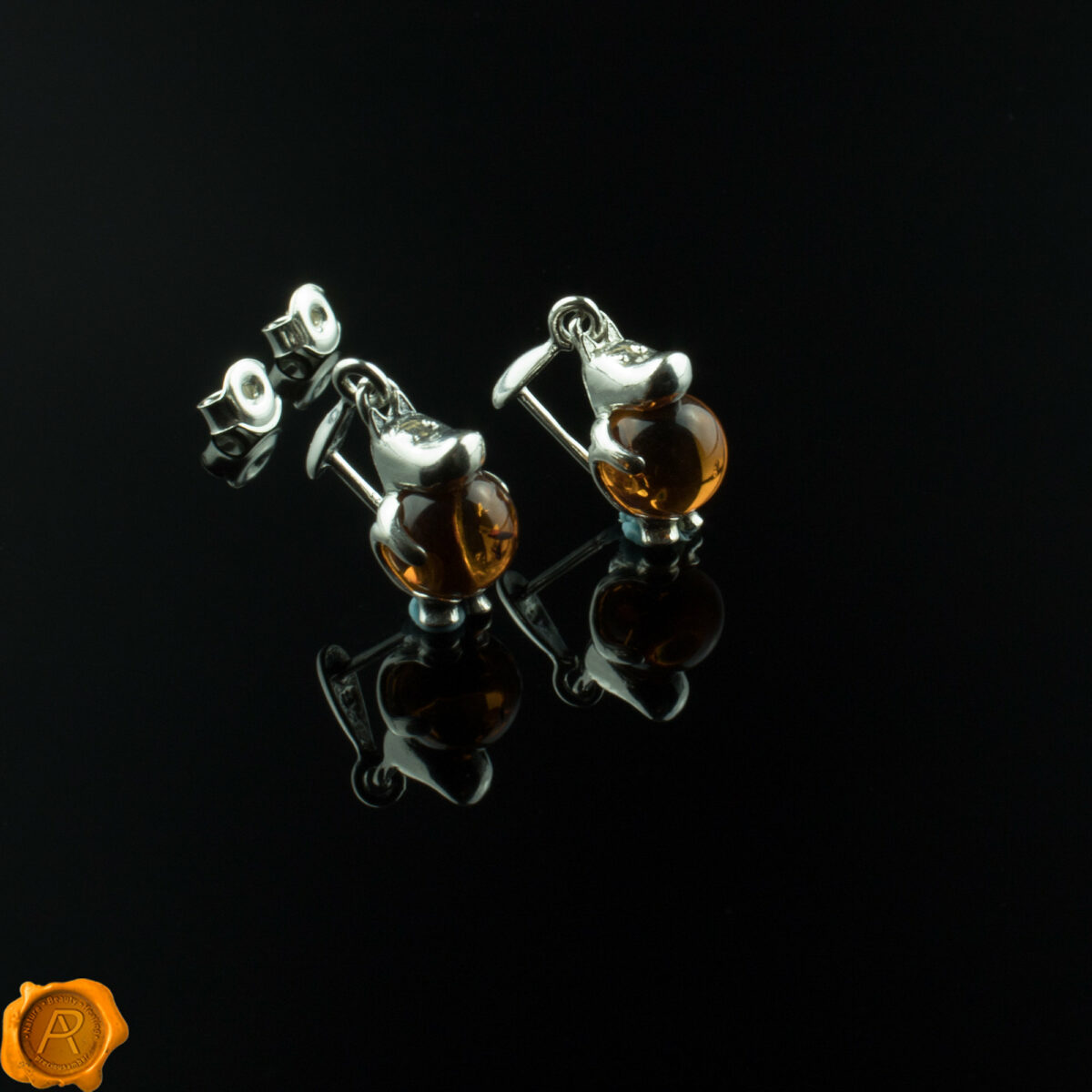 Hippopotamus Amber Earrings - Image 3