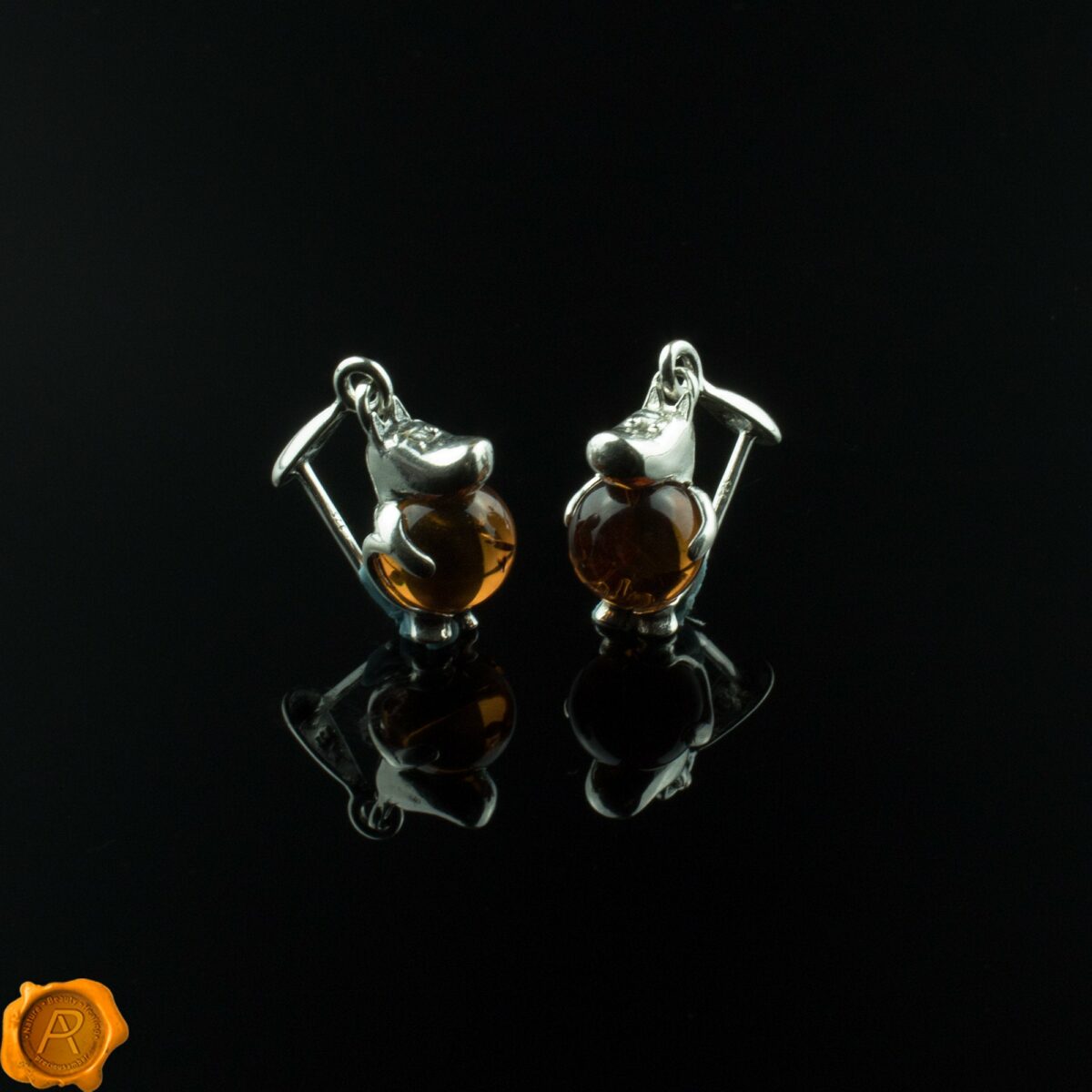 Hippopotamus Amber Earrings - Image 4