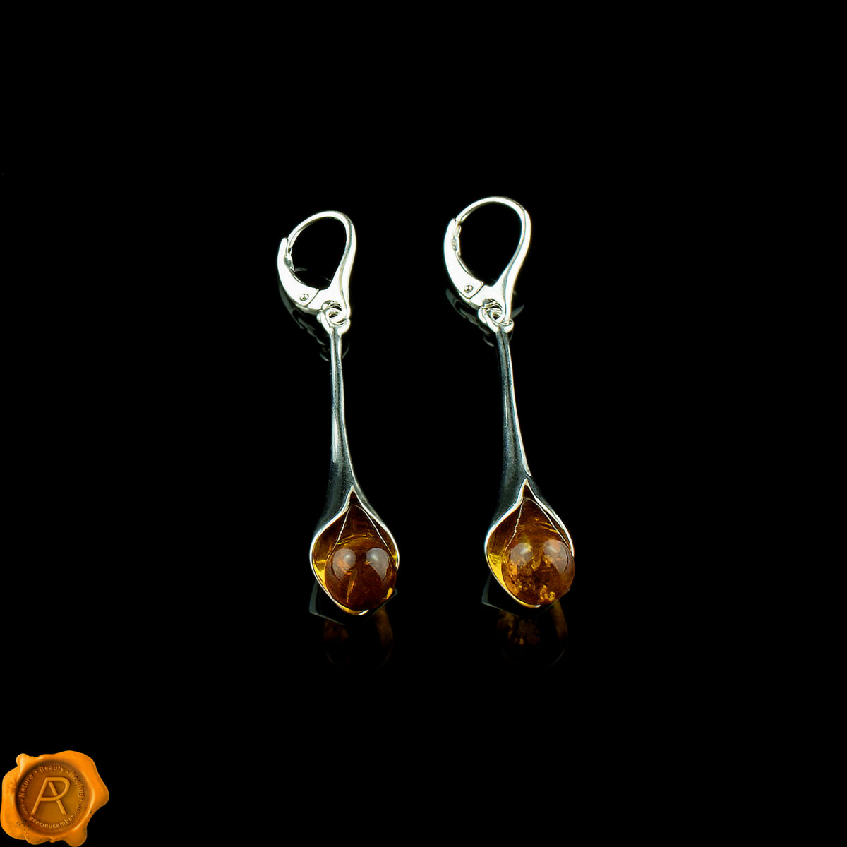 Elegant Amber Teardrop Earrings - Image 4