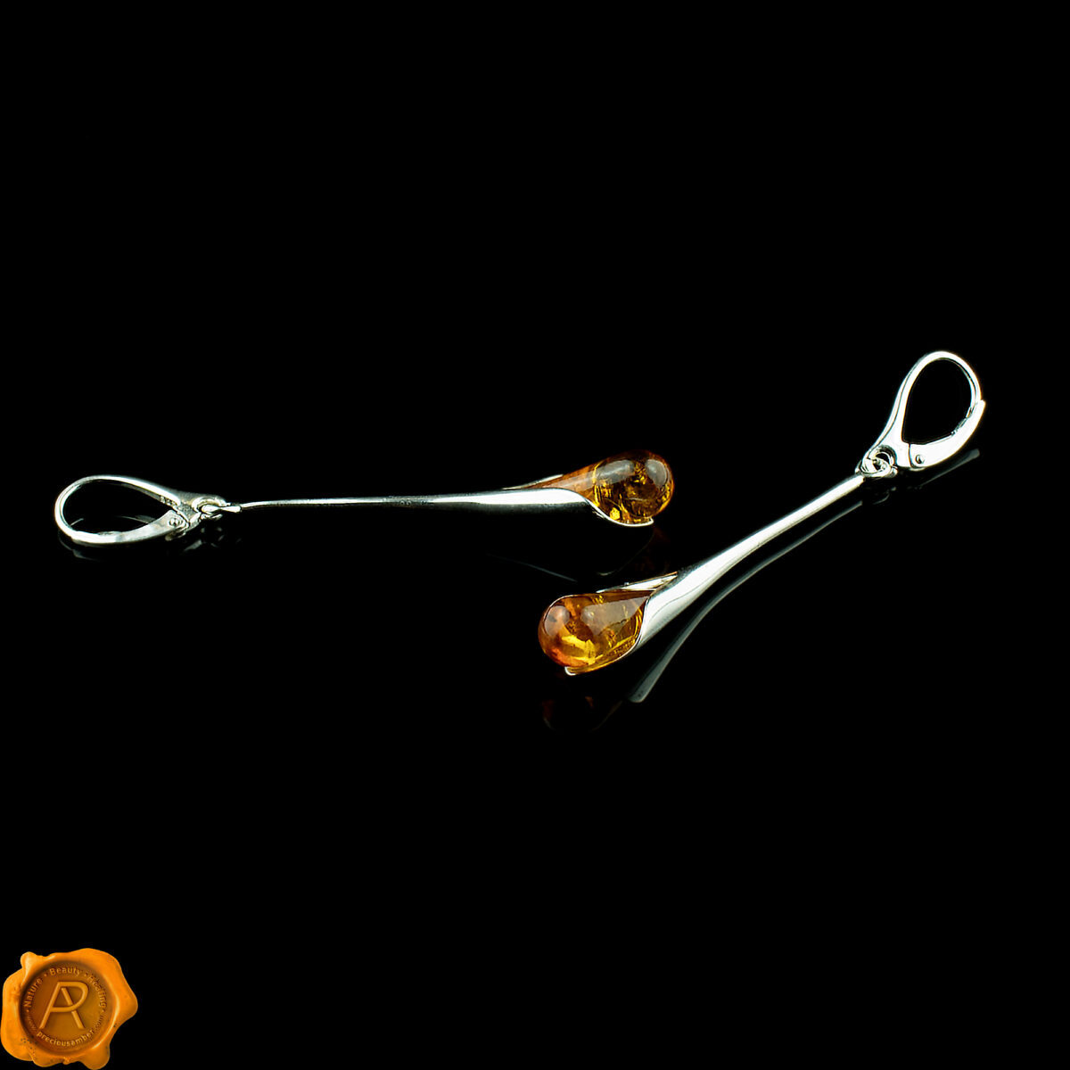 Elegant Amber Teardrop Earrings - Image 5